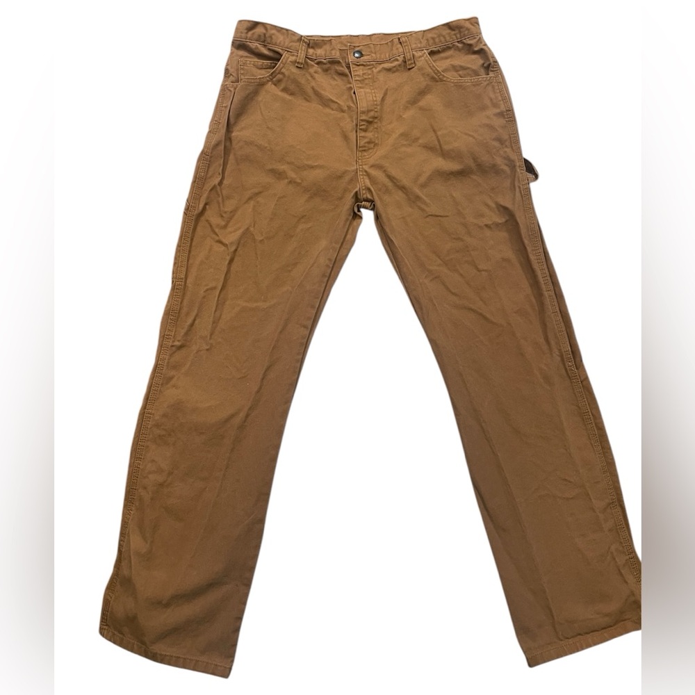 Dickies Men’s Carpenter Pants Straight Leg Solid Brown Sz 36x32 100% cotton